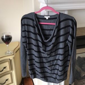Caslon,L, grey w/ Black stripe, scoop neck,sweater